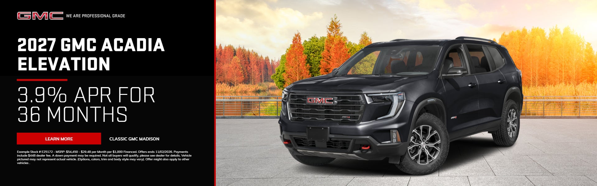 2027 GMC Acadia Elevation 3.9% APR for 36 months
