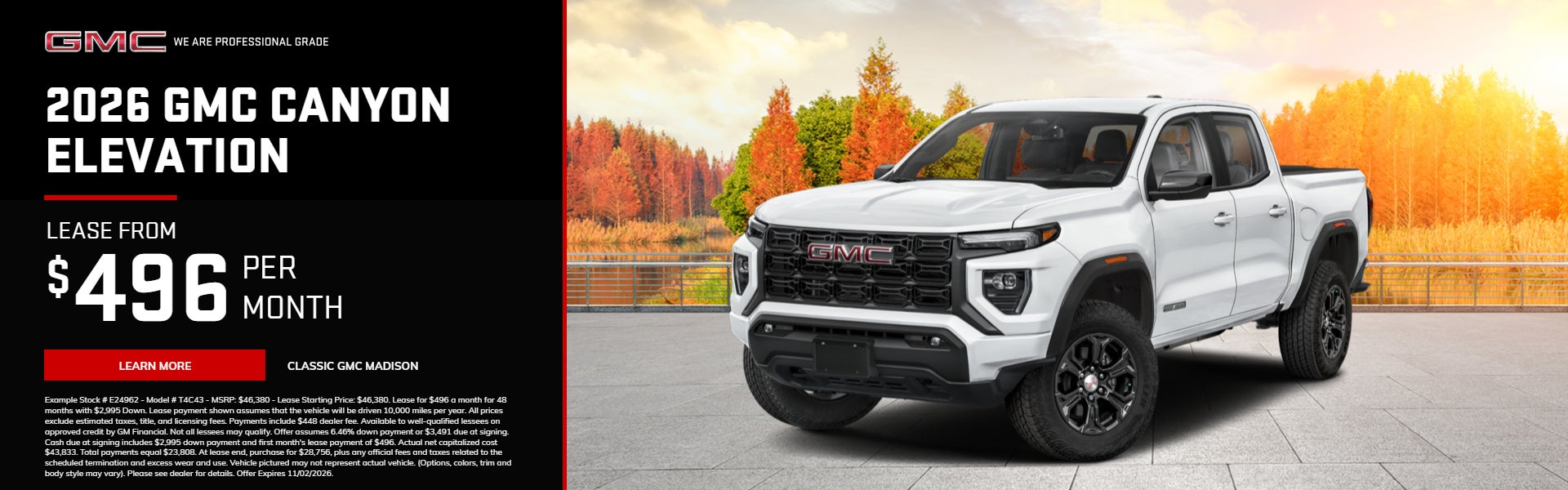 2026 GMC Canyon Elevation Lease from $496/month